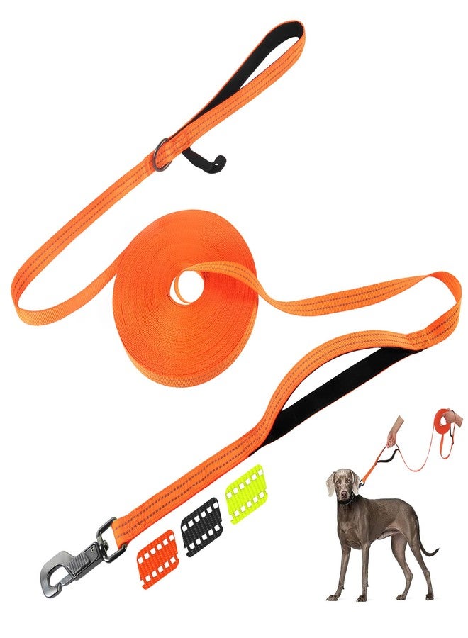 فيدا مقود فيدا الطويل للكلاب بمقبض للتحكم في حركة المرور، طوله 30 قدمًا و50 قدمًا، مقود عاكس للضوء لتدريب الجراء على الطاعة والاستدعاء وخفة الحركة، تصميم مبطن ناعم للسلالات الصغيرة والمتوسطة والكبيرة (50 قدمًا، برتقالي) - Image 1